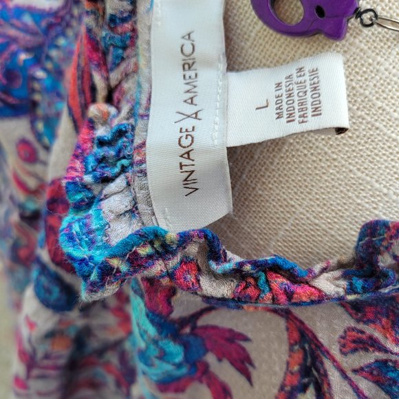 Vintage America sz L button prarie blouse - Picture 3 of 3